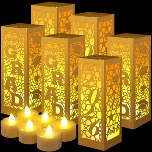 6 count Graduation Table Centerpieces Boxes Class of 2026 Graduation Lanterns for Centerpieces with LED Candles Congrats Grad School College Photo Props for Party Table Decoration ()