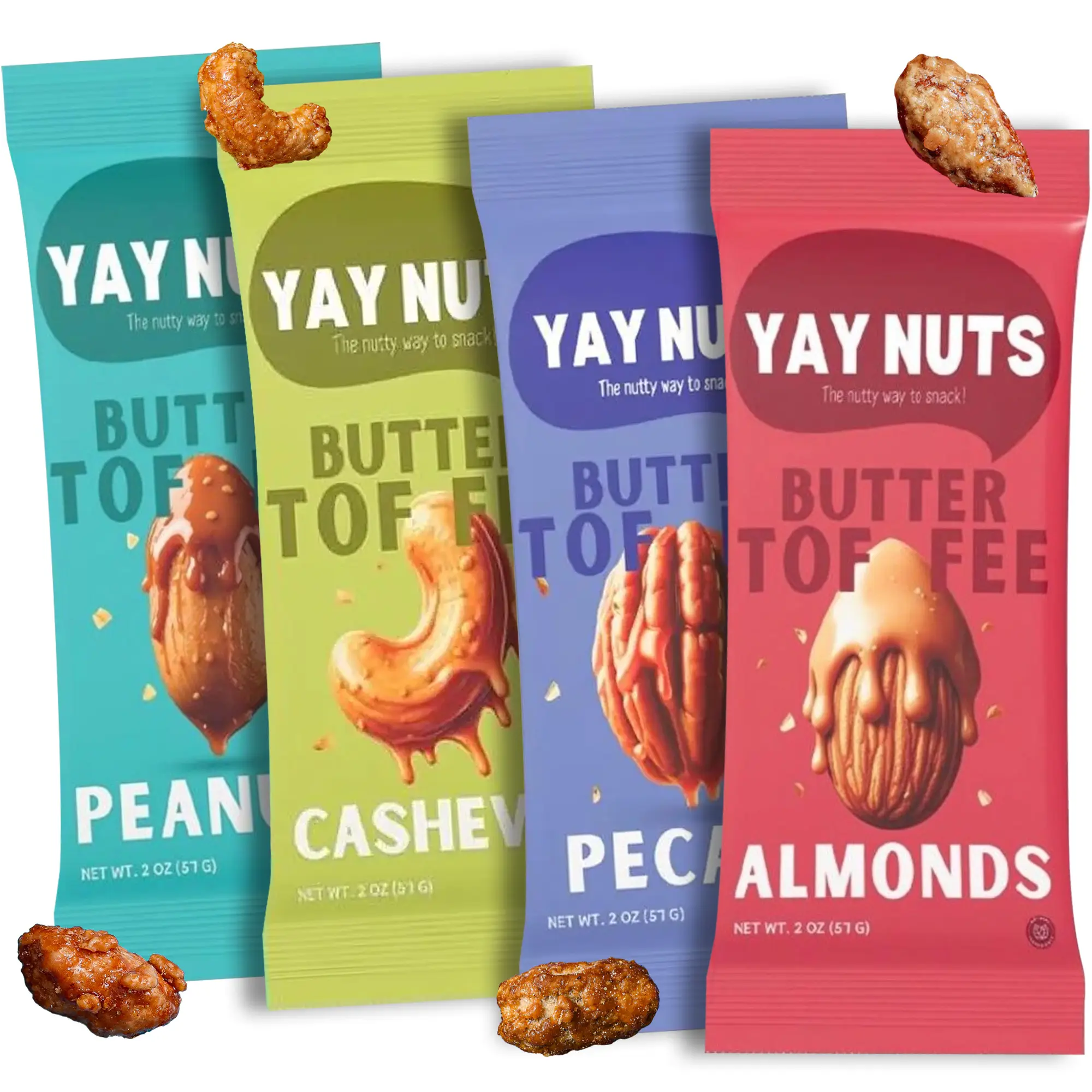 Yay Nuts Sampler Pack 4 Flavors - Yay Nuts Snack Protein