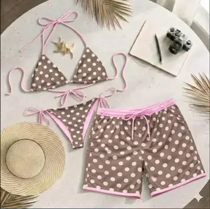 [Hot Summer 2026] - Couple Matching Beach Set – Polka Dot Bikini & Hawaiian Shorts
