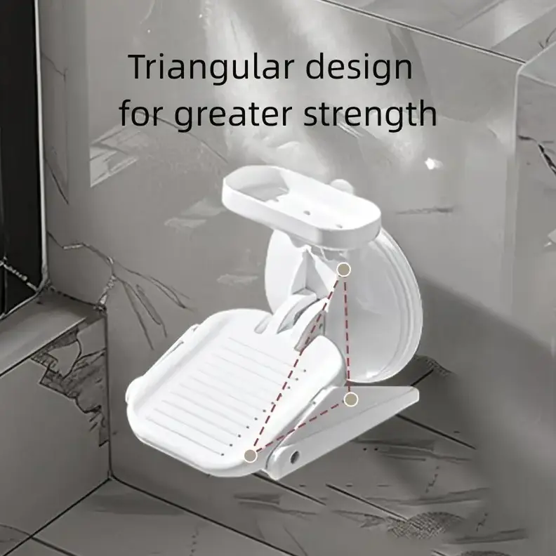 1pc Shower Foot Rest, Wall Mounted Footstool Step, Bathroom Shower Foot Pedal, Plastic Shower Step With Suction Cup, Bathroom Accessories