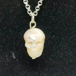 7mm Skull Carved Pearl Necklace