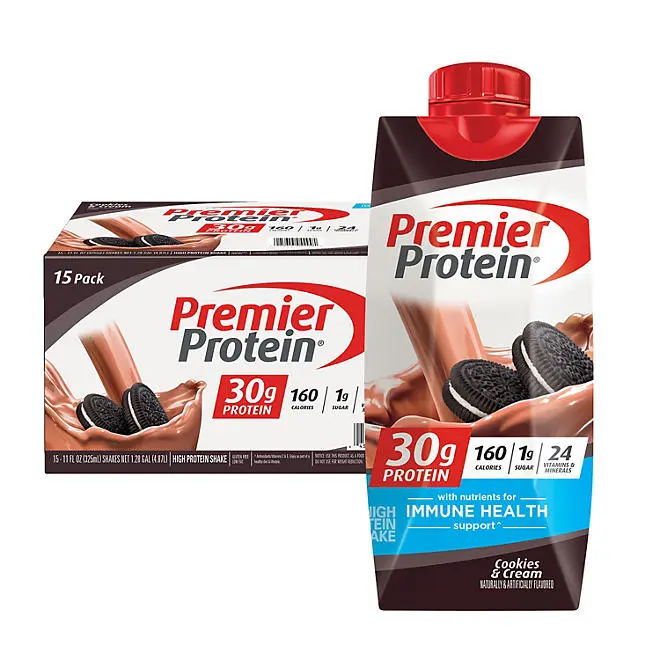 Premier Protein 30g High Protein Shake, Cookies and Cream, 11 fl. oz., 15 pk. protein shakes