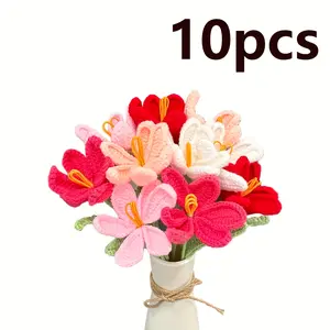 Okra'S 10count Hand-crocheted Tulip Bouquet Collectible Dolls For Home Dressing Tabletop Vase Decorations Festive Atmosphere FL1291984 Jumbo Christmas Themed Gift Bags Set Wooden Cutout "Jar of Fucks"