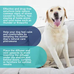 Safe Pheromone Dog Calming Diffuser – Plug-In Anxiety & Stress Relief Aid, Puppy Safe & Ideal for Home Calm Environment