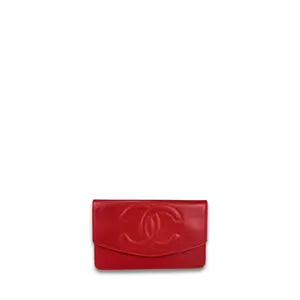 Pre-owned CHANEL Leather Small Leather Goods Red Caviar Timeless Clutch