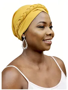 Pure Color Handmade Braided Hat, Corn Braid Headscarf, Elastic Bandana, Protective Hairstyle, Chemotherapy Cap, Ethnic Hat