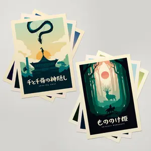 Mini Print Ghibli Minimalist Bundle 4x6" Postcard Prints Gifts