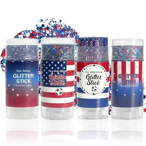 4th of July Glitter Stick | Red, White & Blue Body & Hair Sparkle for Independence Day Party, Festival & Fun Holiday Look