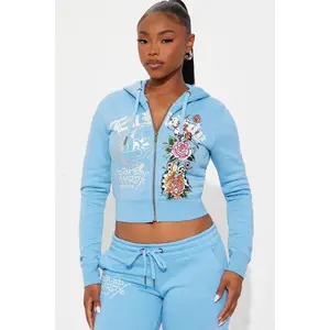 Ed Hardy Skull Haven Zip Up Hoodie - Light Blue Q