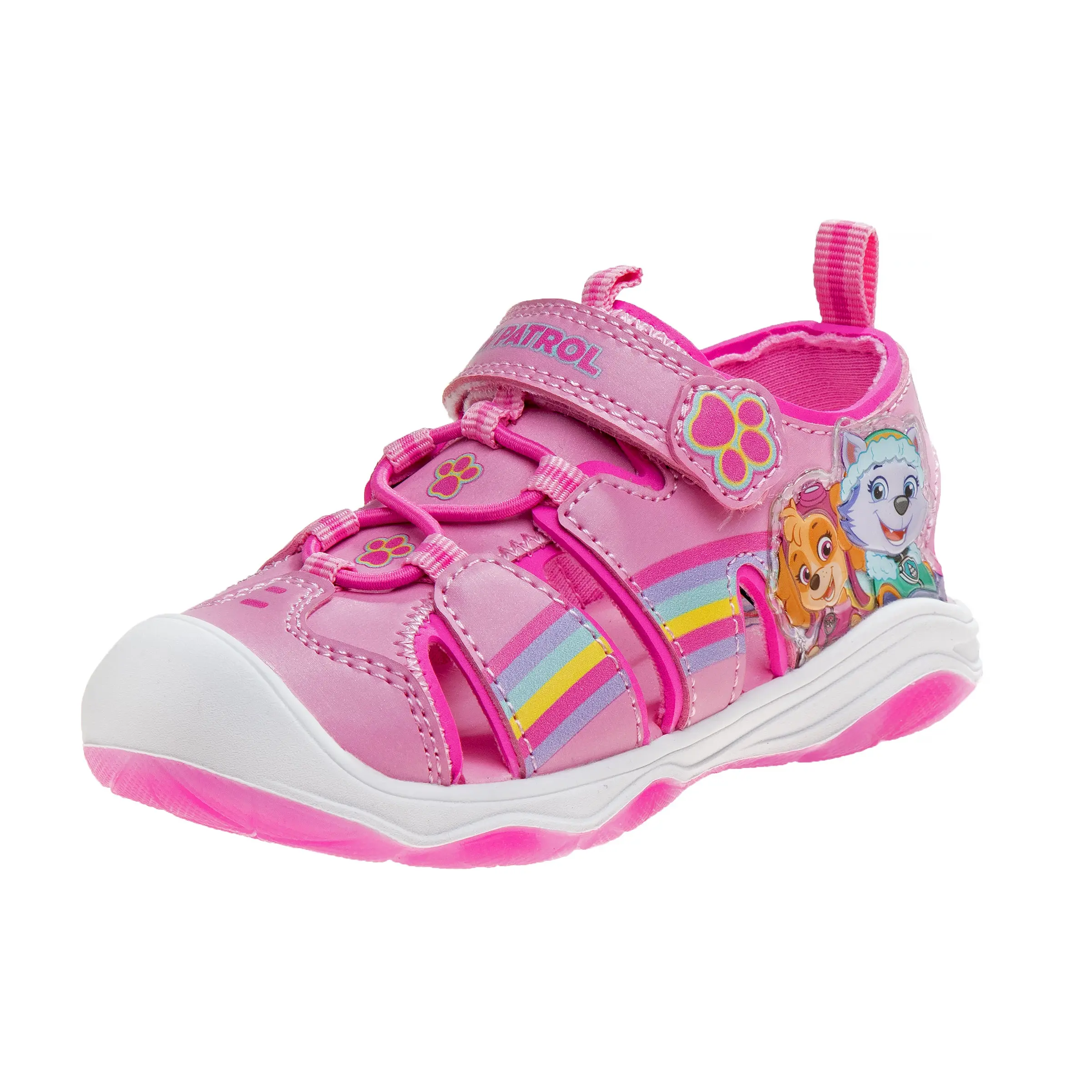 JOSMO KIDS Girls' Paw Patrol Glow Sandals, Closed-Toe Sport Water Shoes with Adjustable Velcro Strap for Beach & Pool, Holidays, Slip On, Synthetic, Birthdays, High-Quality Synthetic Padding, Adjustable Hook & Loop Strap, Toddler, Rubber, Skye/Everest, 3