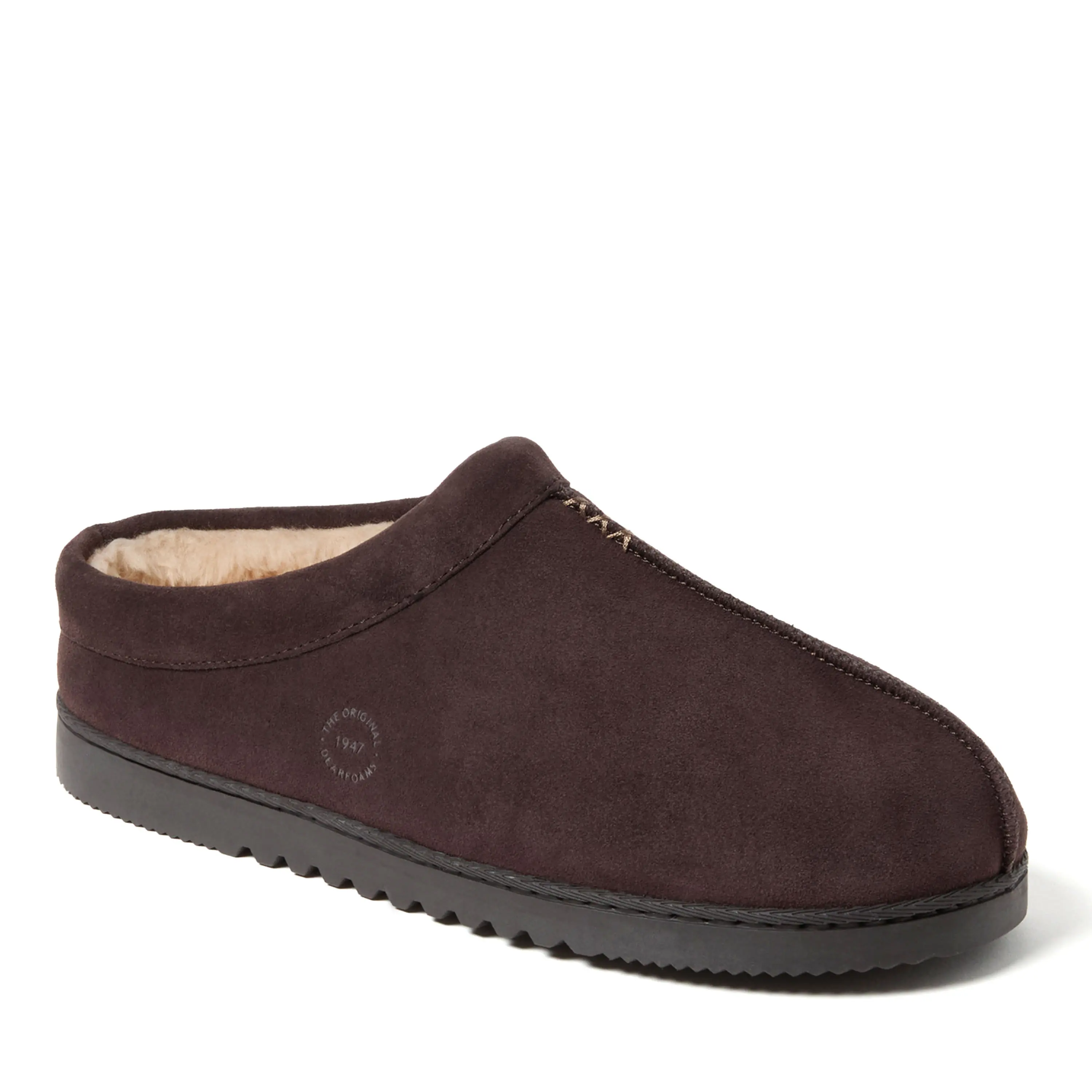 Dearfoams Men's Dean Clog Slippers, Genuine Suede Footwear with Temperature Regulating Comfort for Indoor/Outdoor Wear, Slip On, All Seasons, Indoor Wear, Temp Control, Anti Slip Men's Clogs, Below The Ankle Men's Clogs