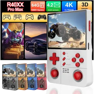 R40xx Promax Handheld Game Console, Upgraded R36s, Dual Joysticks, Online Multiplayer, 4.2 Inch HD Screen, WiFi, Retro Arcade Style