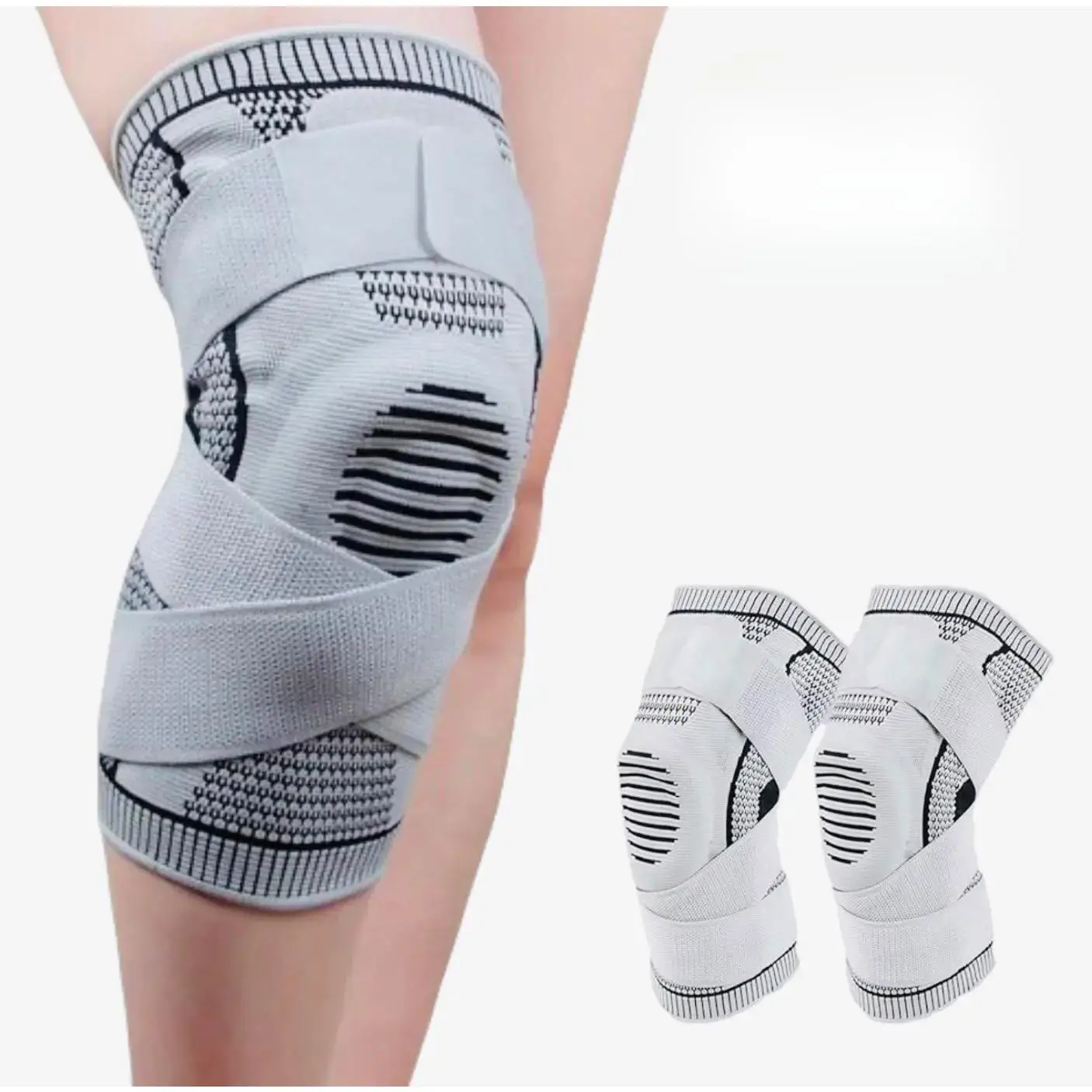 Knee Braces, 2-Pack, Knee Support Compression Sleeves, Fitness Sports Knee Braces, Women's & Men's Compression Suitable for Running, Fitness, Basketball