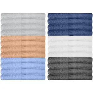 Washcloths 24 Pack Multicolour Wash Cloths for Bathroom, Spa, and Gym Towel, Extra-Absorbent Flannel Face 100% Cotton(12x12)
