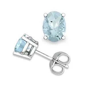 Unique Oval Aquamarine Stud Earrings