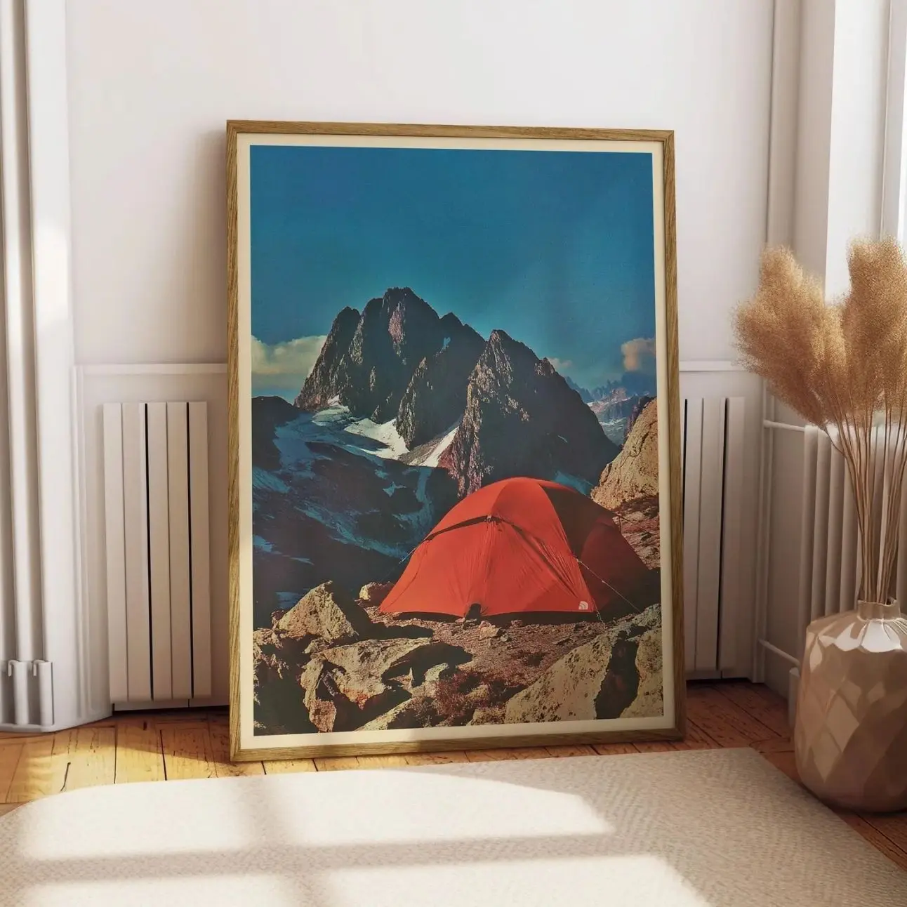 Vintage Camping Wall Art, Retro Hiking Poster, Outdoor Adventure Print, Mountain Landscape Decor, Nature Artwork W