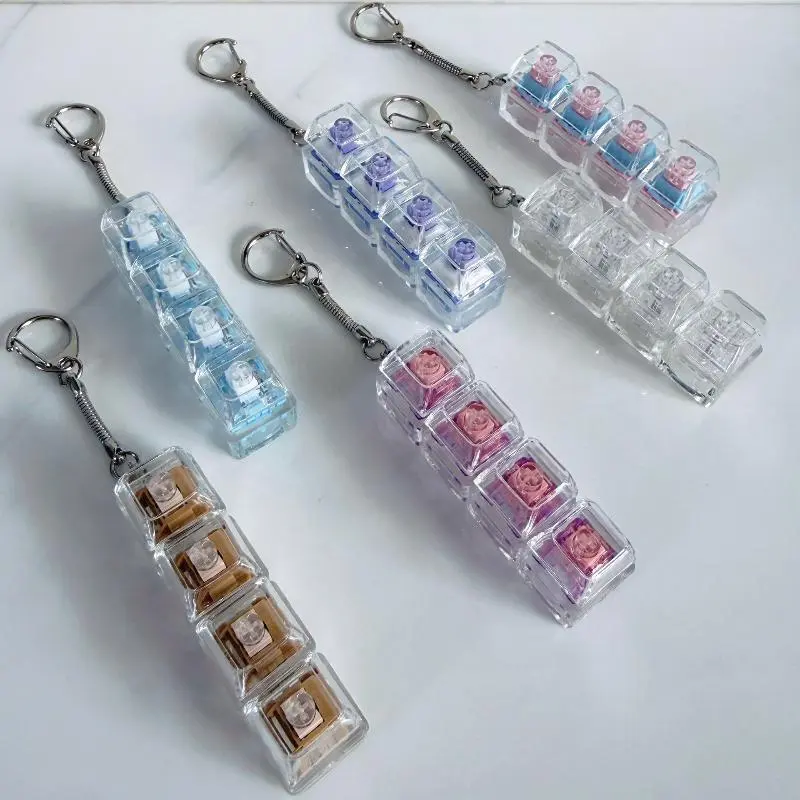 SXH 1/2/3/4/9 Key Keyboard  Toys Crystal Keycap Keychain Stress Relief Fingertip Gadget Decompression Toys Clicker  Toy