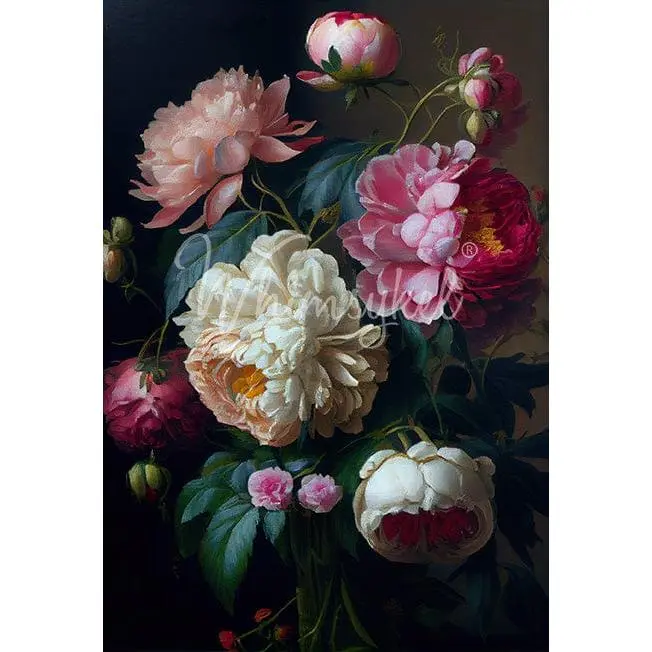 Whimsykel - Baroque Peonies Decoupage Paper (2 Sizes)