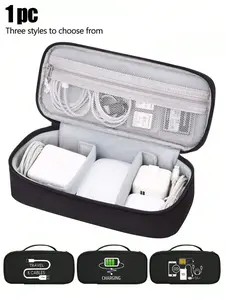 Digital Storage Bag, Large Capacity, Cartoon Charging Pattern, Reusable, Suitable for Home Office Kitchen School Travel, Cable Storage Bag