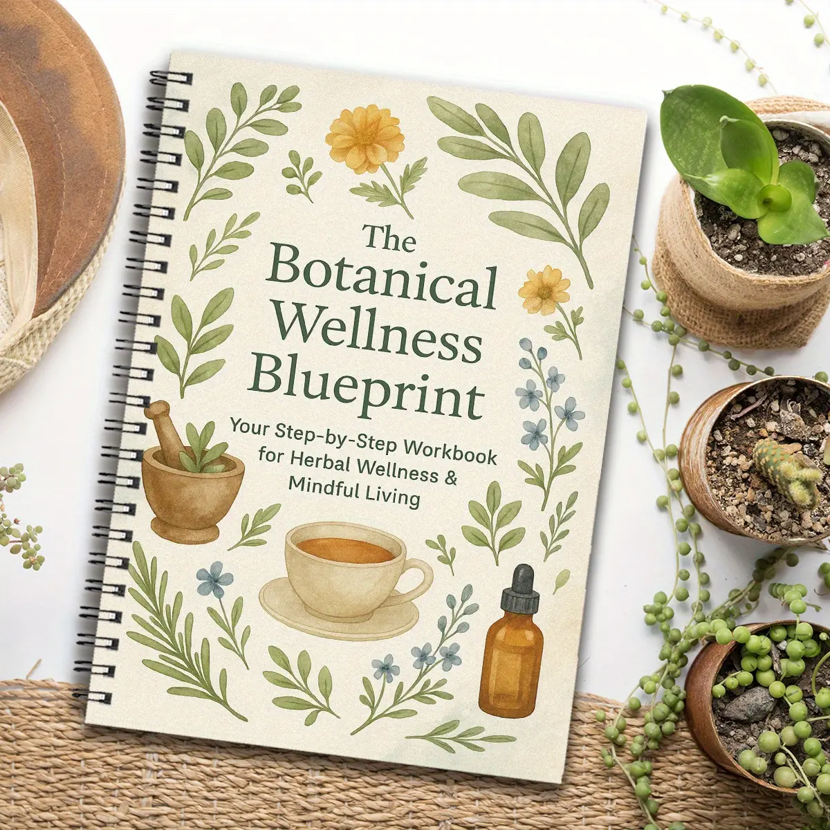 1pc Herbal Spiral Notebook, Travel Diary Notebook: Spiral Bound Notepad, Natural Health Therapy Guide 5.5 x 8.3 Inches Retro Plant Guide, Tear Away Pages for Easy Reference, Ideal Gift for Christmas, Birthdays & Anniversaries, Home Health Care