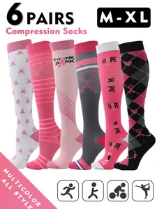 Compression Socks for Men & Women, 20-30mmhg Knee High Design, Running Performance Recovery, 6 Pairs for Circulation Support
