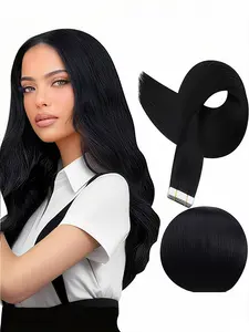 Tape in Hair Extensions Human Hair Natural Color, Straight Seamless Invisible Extensions for Women, Perfect for Daily Wear, Parties & Holidays, Real Hair Extensions