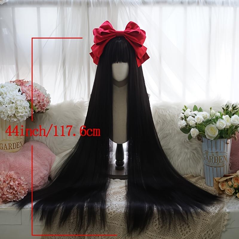 44-inch 46.3inch Extra-Long Straight Hair Wig for Cosplay Party Costumes, Rose Net Golden, Red, Natural Black, Ash Gray, for Adults