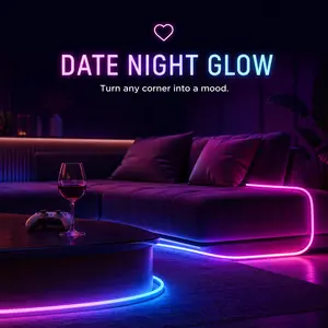 USB Powered RGBIC Neon Light Strip, App & Remote Control, Music Sync, Waterproof, Flexible LED Light for TV Backlight, Gaming Room, Bedroom, Party Decor Non-slip
