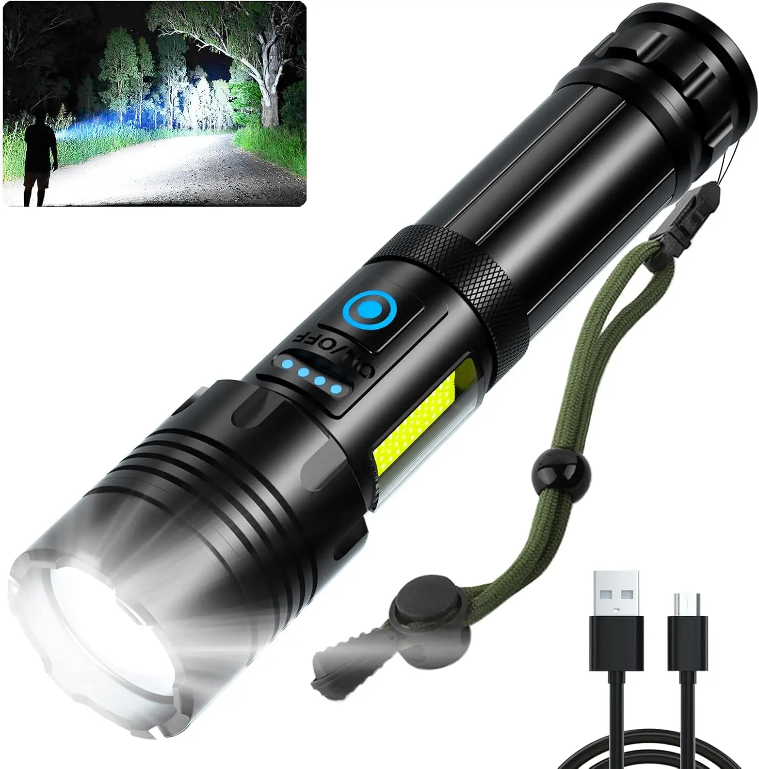 Rechargeable Flashlights High Lumens, 7 Modes LED Flashlight Rechargeable, Adjustable Tactical Flashlights High Powered, Flash Lights for Emergency Ca