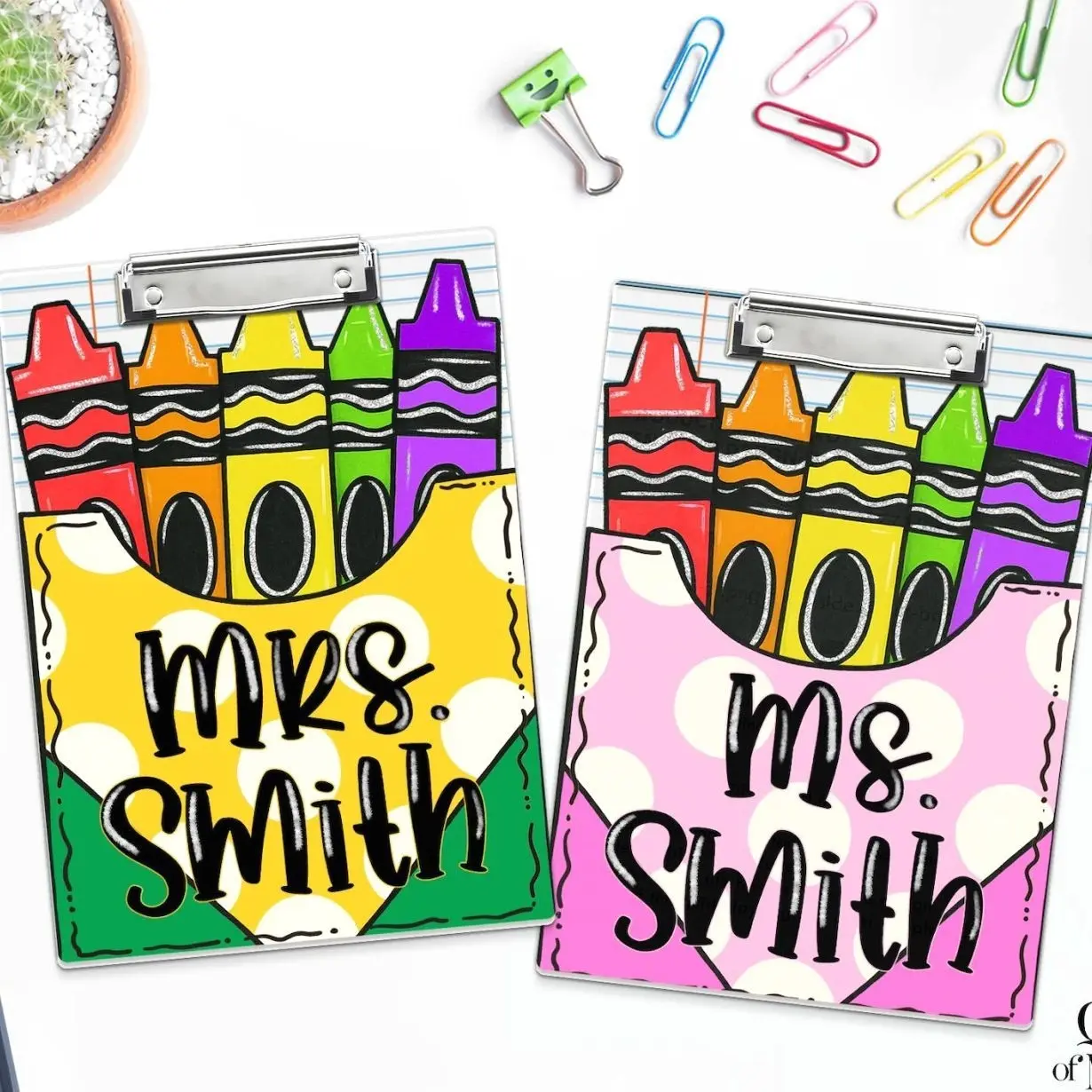 Custom Crayon Teacher Clipboard, Back To School Gift, Teacher School Supplies, Teacher Name Clipboard