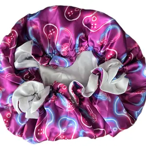 Gameover/Purple/Eyekon Bonnet - Reversible Satin Double-Layer Hair Protection Bonnet for All Hair Types Silky-Soft & Moisture Retention