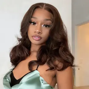 VRbest 200% Density Chocolate Brown Bob Wig Human Hair Glueless Wigs Pre Plucked Pre Cut Body Wave 5x5 HD Transparent Closure 100% Brazilian Virgin Hair High-Density Wig for Black Women Indian Hair Gift for Girlfriend Wife FamilySpringtok