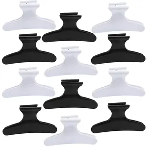Hair Clips for Styling Sectioning 12 Pack Black White Butterfly Clamps Hair Claw Clips Pro Salon Hair Clips for Styling, Sectioning,  and Coloring
