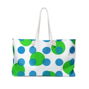 Polka Dot Weekender Bag – Blue & Green Travel Tote
