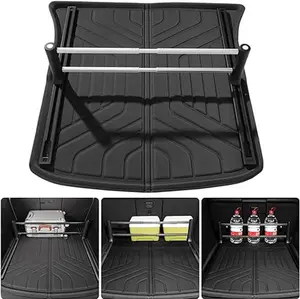 Tesla Trunk Mats and Luggage Mounts, Trunk Cargo Mats and Cargo Liner, Trunk Liners. Retractable and Adjustable Trunk Cargo Flap. Available for Model Y
