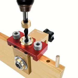 3 in 1 Dowel Jig Drill Kit, Woodworking Adjustable Drilling Guide, Wood Dowel Punch Locator, Pocket Hole Jig Kit, Joints Tools