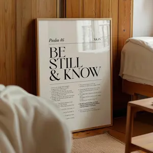 Psalm 46 Be Still and Know Printed Bible Chapter Wall Art Modern Christian Decor