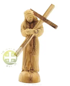 Wooden Jesus Statue, Jesus Carrying Cross Statue, Olive Wood Jesus Catholic Statues, Easter resurrection Scene, Easter Fathers Gift