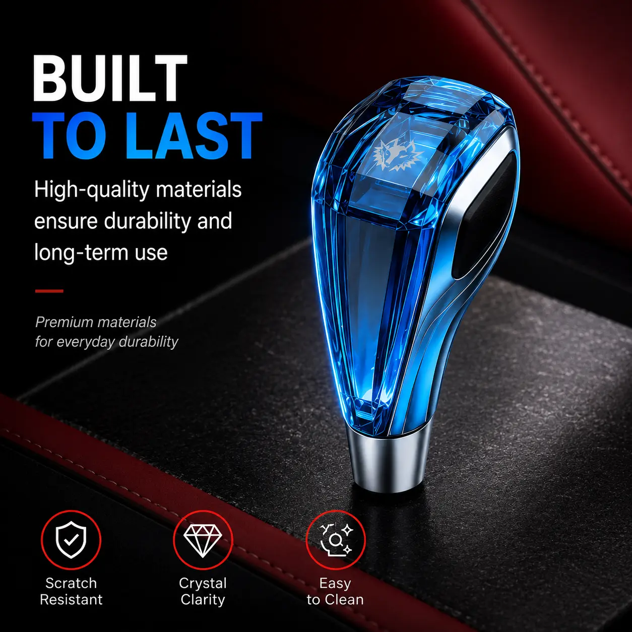 Luxury LED Crystal Gear Shift Knob, Touch-Activated Multicolor Light Up Shifter Handle, Diamond-Cut Illuminated Gear Lever for Automatic Manual Cars, Premium Interior Decor Upgrade