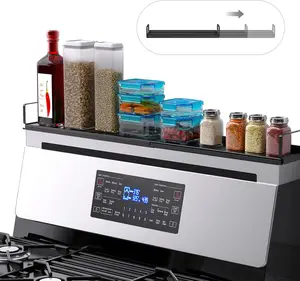 Expandable 30" Stove Top Shelf, Kitchen Shelf for Stove Magnetic Spice Rack, Shelf over the Stove, Oven Shelf Kitchen Gadgets for Flat Top Stove Only