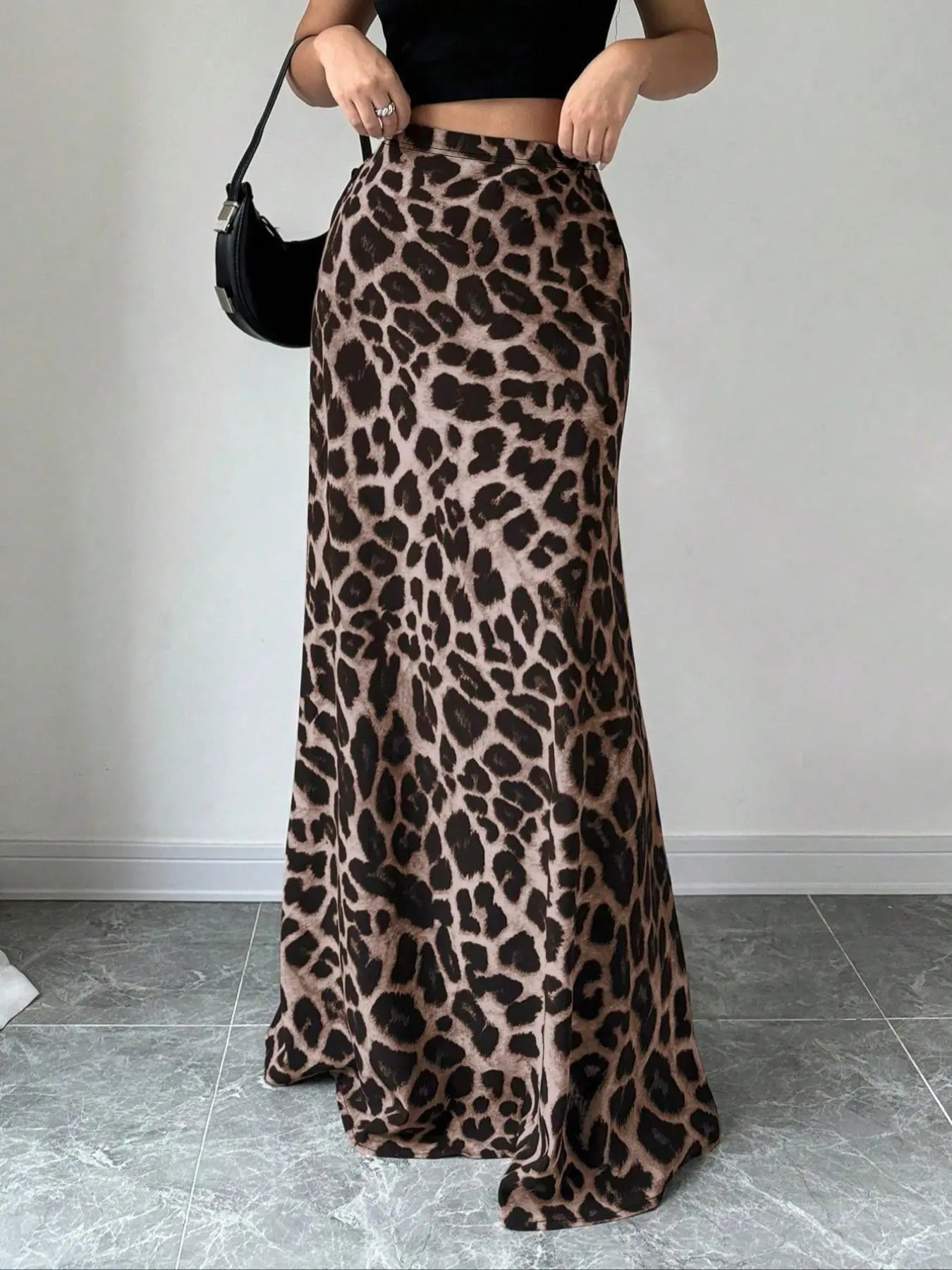 Elegant Leopard Print Midi Skirt, Fashionable Lady Plus Size Fitted Home Wear Comfortablepajamas, Stylish Women's Casual Skirt Bottom for Daily Use, Chic Elegant Skirt, Hip Skirt, Aesthetic Fashionable Skirt