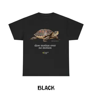 "Slow Motion Over No Motion" Graphic Tee |   Funny Turtle Illustration T-Shirt |   Soft Breathable All-Season Fabric |   Motivational Animal Lover Aesthetic Gift Unisex Top