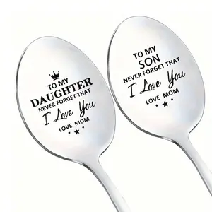 Stainless Steel Spoon, 1 Count Customized Letter Pattern Spoon, Coffee & Tea Spoon, Gift for Son & Daughter, Birthday Gift, Friend Gift