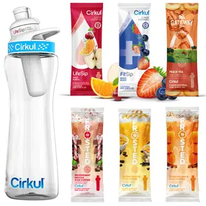 Cirkul 22oz Plastic Water Bottle & 6 Flavor Cartridges (Fruit Punch - Mixed Berry - Gateway Peach Tea - 3 Random Frosted Coffee Flavor)