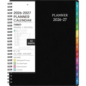 Planner 2026-2027 - Academic Planner 2026-2027 Weekly and Monthly from Jul. 2026 - Jun. 2027, 8" x 10", Wirebound, 12 Monthly Tabs, Flexible PP Cover, Suitable for School & Office, Enterprise