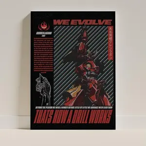 [Sale up to 30%] + [FREE SHIP] + [NO FRAME] Aesthetic Gurren Lagann Print Photo | Unleash Your Drill Anime Gift Decoration Artistic Poster | Dynamic Mecha Decor Wall Art Idea