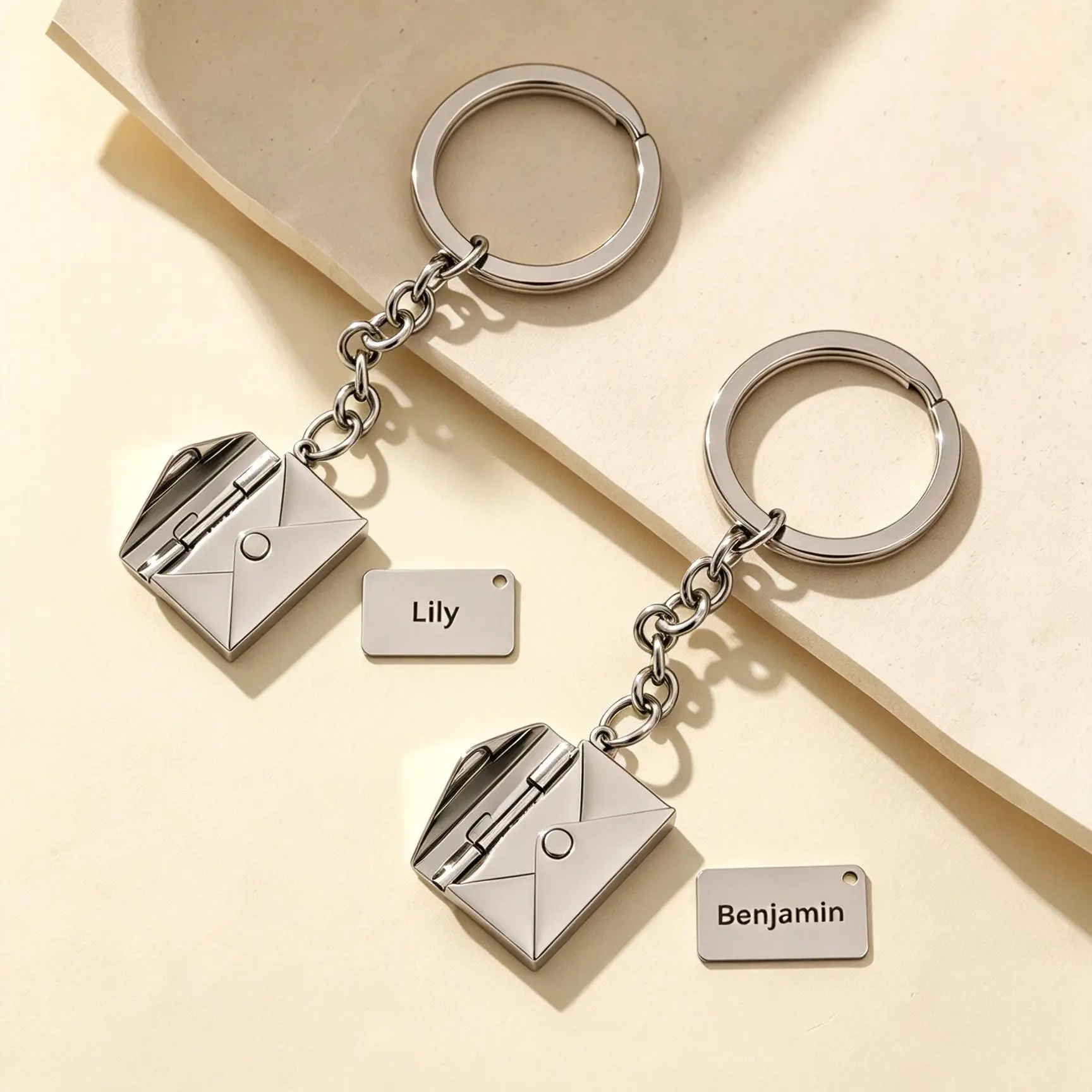 DIY Personalized Gift,Personalized Name Envelope Keychain, Custom Metal Keyring, Unique Gift for Him or Her