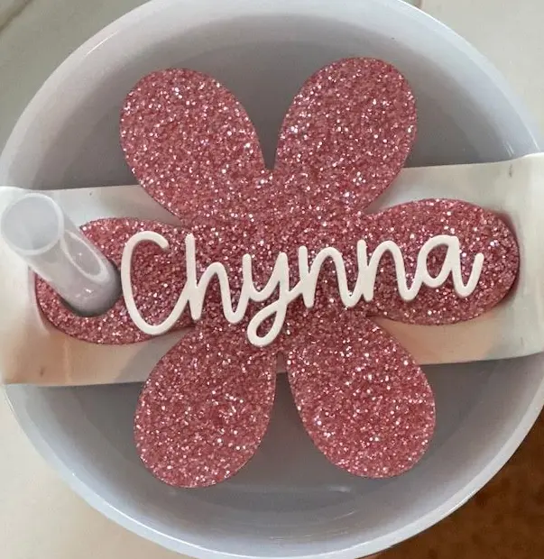 Pick your Pink Customized Flower Tumber Personalized Toppers for Quencher H2.0 Cups 20 30 or 40 oz