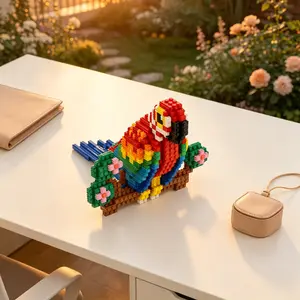 Beautiful Colorful Parrot 3D Puzzle Building Block Decor, Ideal for Home Office Shelves, Party Decor, Gift for All Seasons