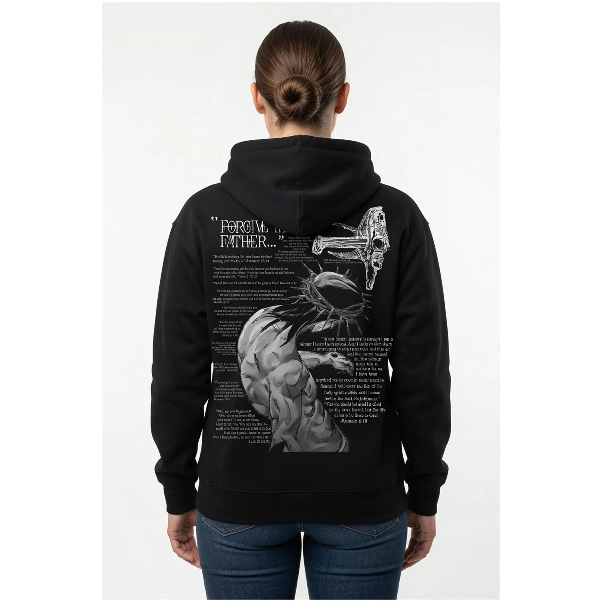 Jesus Faith Digital Print Hoodie, Unisex Classic Fit Cotton Blend Fleece Pullover with Pouch Pocket, Long Sleeve Religious Sweatshirt, Fabric, Yarn